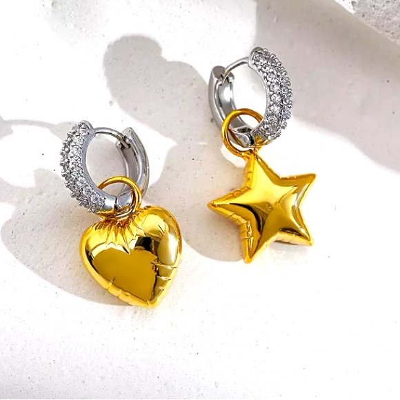 Jewelry - ⭐️ Star Heart Hoop Earrings